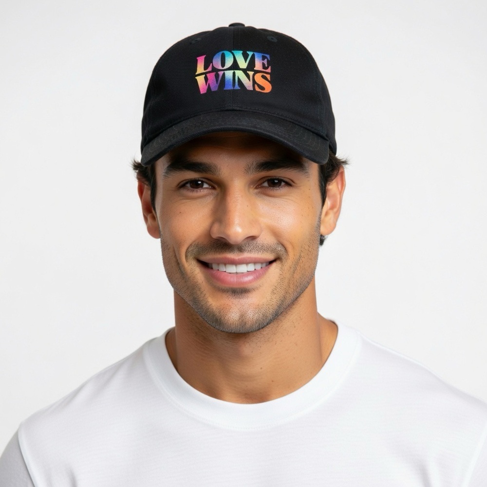 Pride "Love Wins" Black Baseball Cap - NWT - Picture 2 of 3